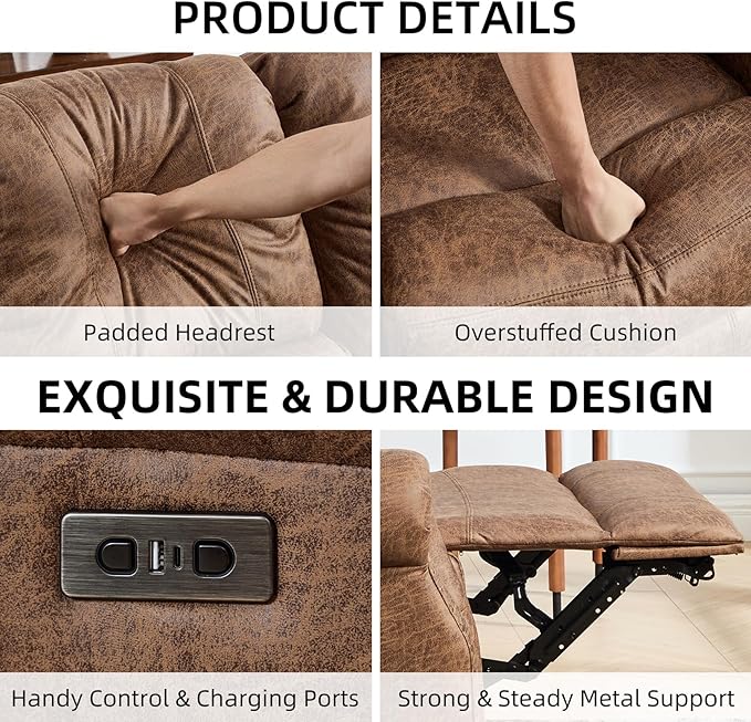 EBELLO 2 Piece Power Faux Leather Recliner Sofa Set, Reclining Living Room - Image 3