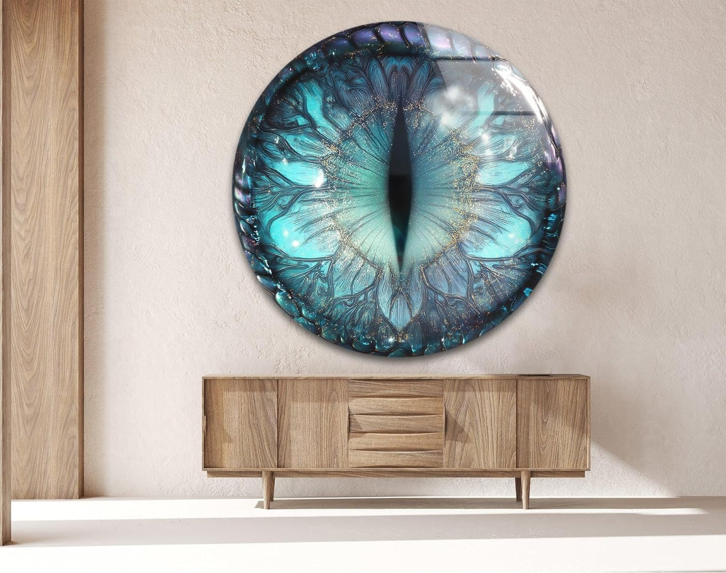 My Photostation.com 15.8''(40cm) Diameter Mystical Dragon Eye Round Glass Wall Art Tempered Glass Printing Wall Decor Large Wall Art Wall Hangings