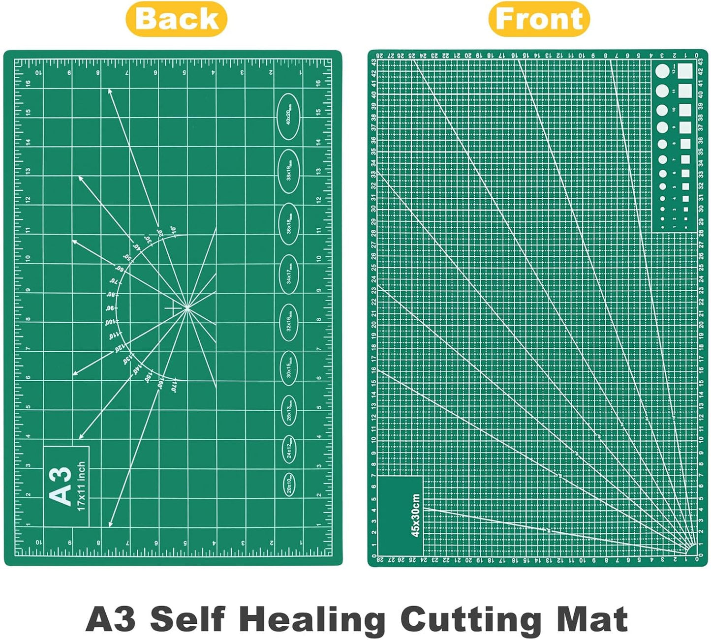 5 PCS Self Healing Cutting Mat 12" x 18": Sewing Rotary Cutting Mat for Crafts and Fabric Sewing Scrapbooking Quilting and Precision Cutting (5, Green)