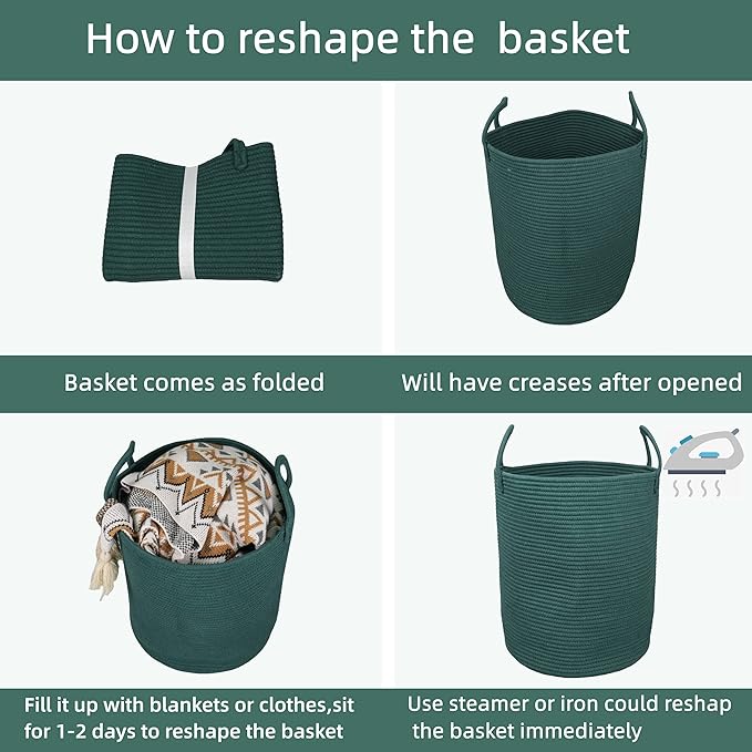 XUANGUO Cotton Rope Laundry Basket Hamper - Image 6