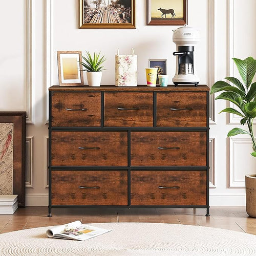 7-Drawer Dresser for Bedroom, Anti-Tip Wide Storage Organizer Fabric Chest of - Image 2