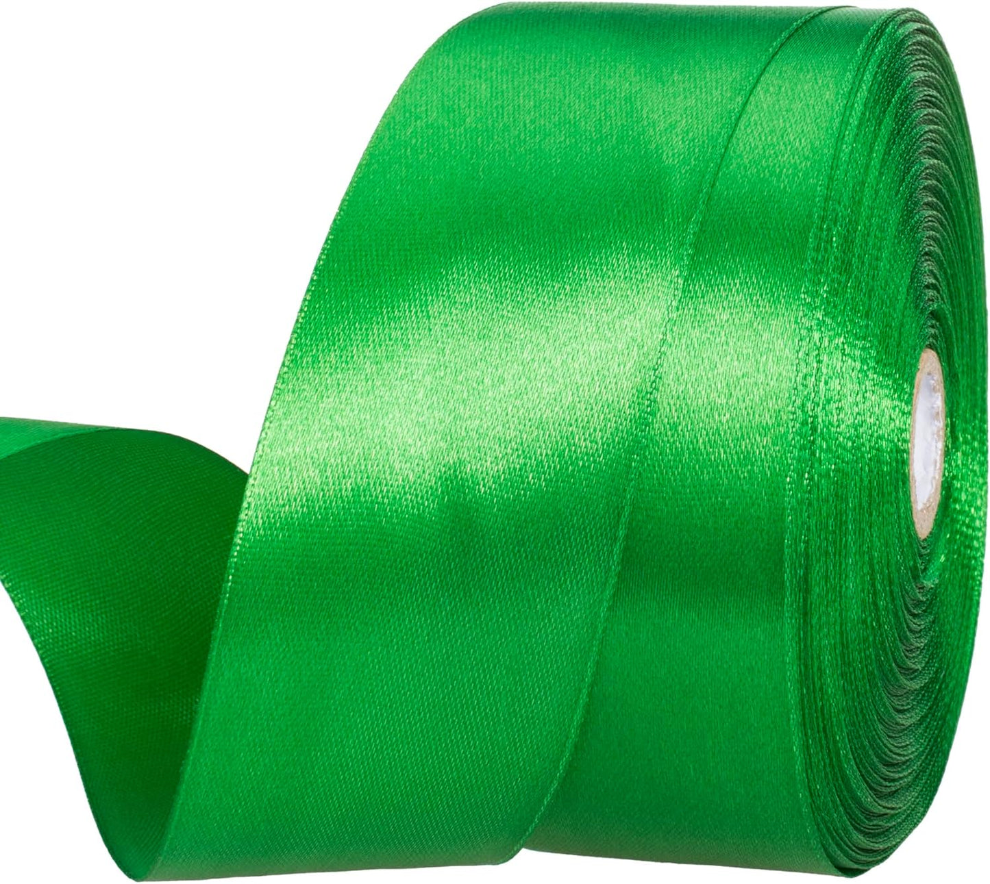 1 1/2 Inch Green Solid Satin Ribbon, 50 Yards Craft Fabric Ribbon for Gift Wrapping Floral Bouquets Wedding Party Decoration