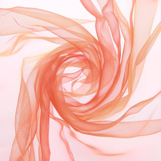MECCANIXITY Iridescent Sheer Organza Fabric, 10 Yards x 59 Inches Solid Holographic Shiny Fabric Organza Cloth for Wedding, Curtains, Costume, Photo Background, Gradient Dark Orange Red