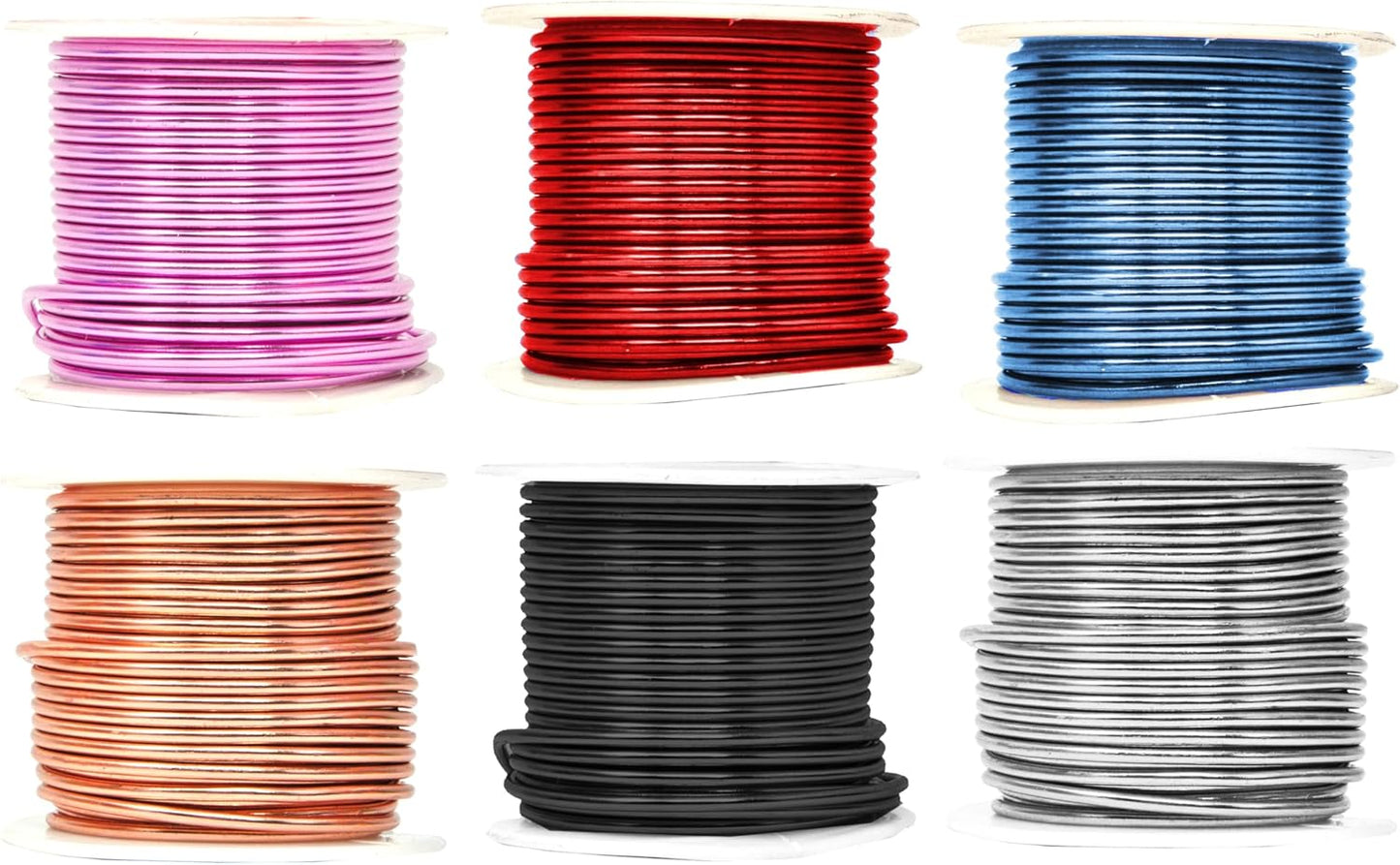 Mandala Crafts 12 Gauge Anodized Aluminum Craft Wire for Jewelry Making - 276 FT Colored Flexible Silver Copper Black Pink Ice Blue Red Wire - Bendable for Bonsai Armature Crafting Sculpting