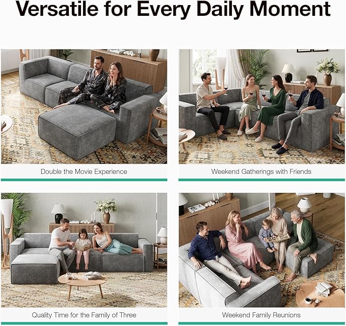 Novilla 176" Modular Sectional Sofa, No Assembly Cloud Sectional Couch - Image 11