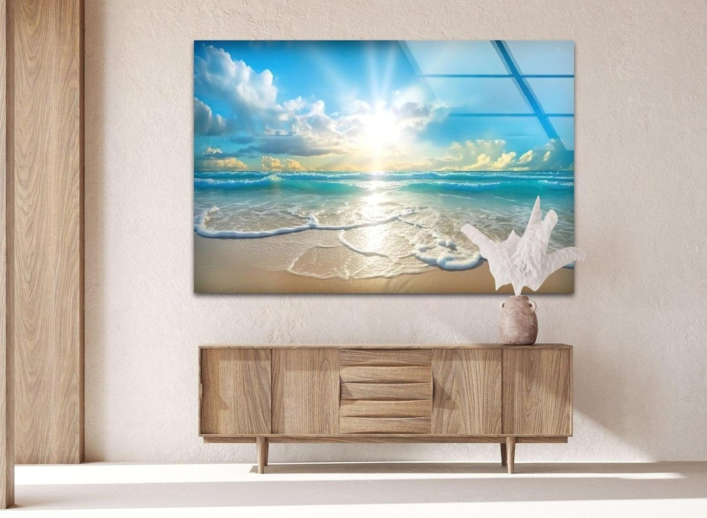 My Photostation.com 48Wx32H'' Beautiful Sunset & Ocean Glass Wall ArtTempered Glass Printing Wall Decor Large Wall Art Wall Hangings