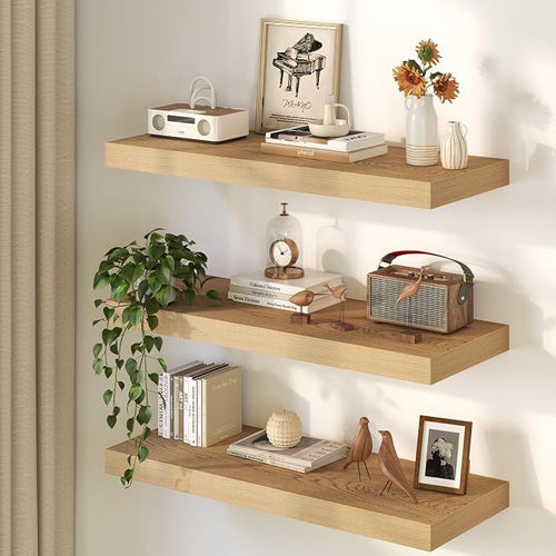36Inch Oak Floating Shelves for Wall, 12 Inch Deep Shelves for Bedroom - Image 2