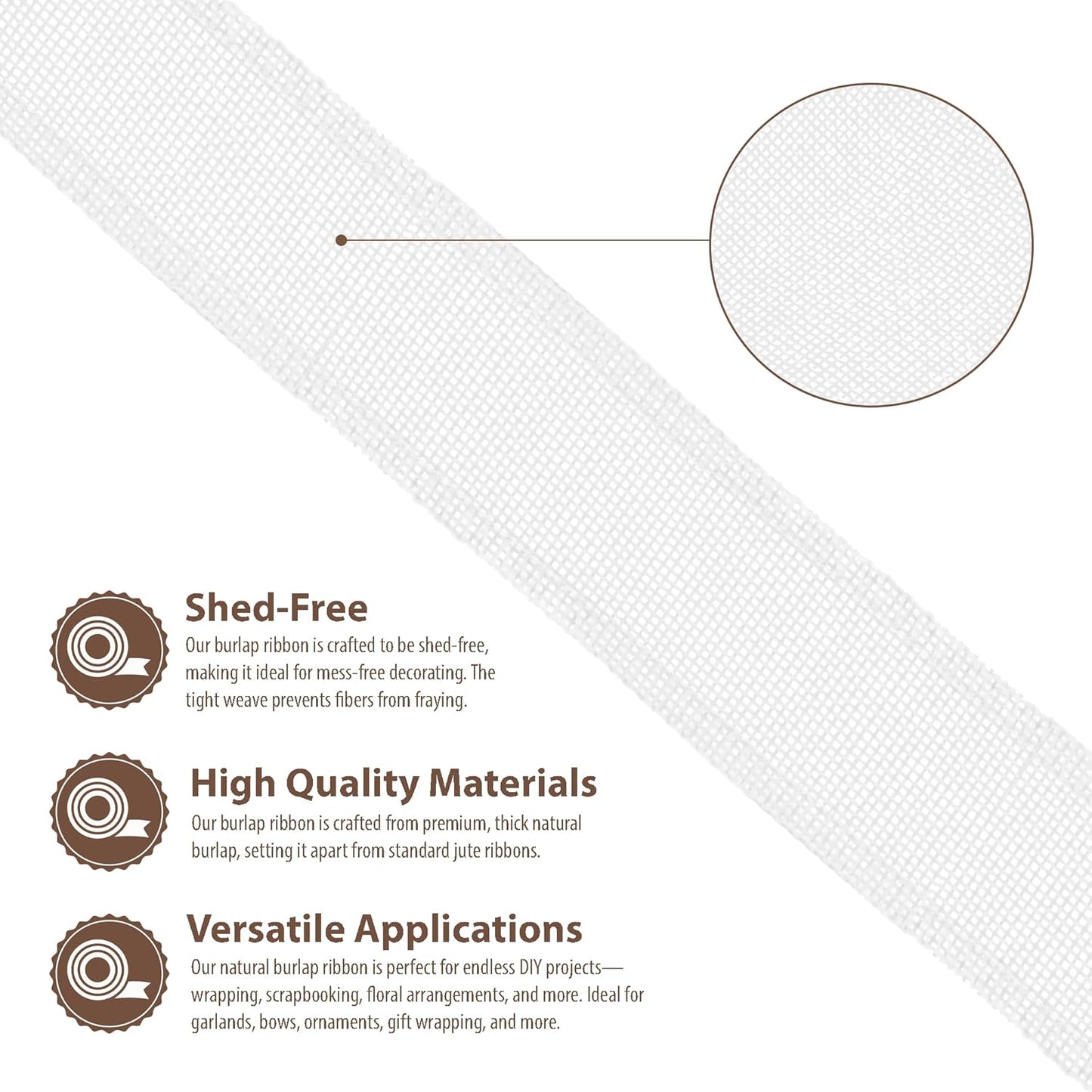 Mandala Crafts White Burlap Wired Ribbon 1.5 Inches Wide Jute Ribbons for Crafts - 10 Yds Roll Rustic Burlap Wrap Trim Ribbons for Wreaths Bows Party Decoration