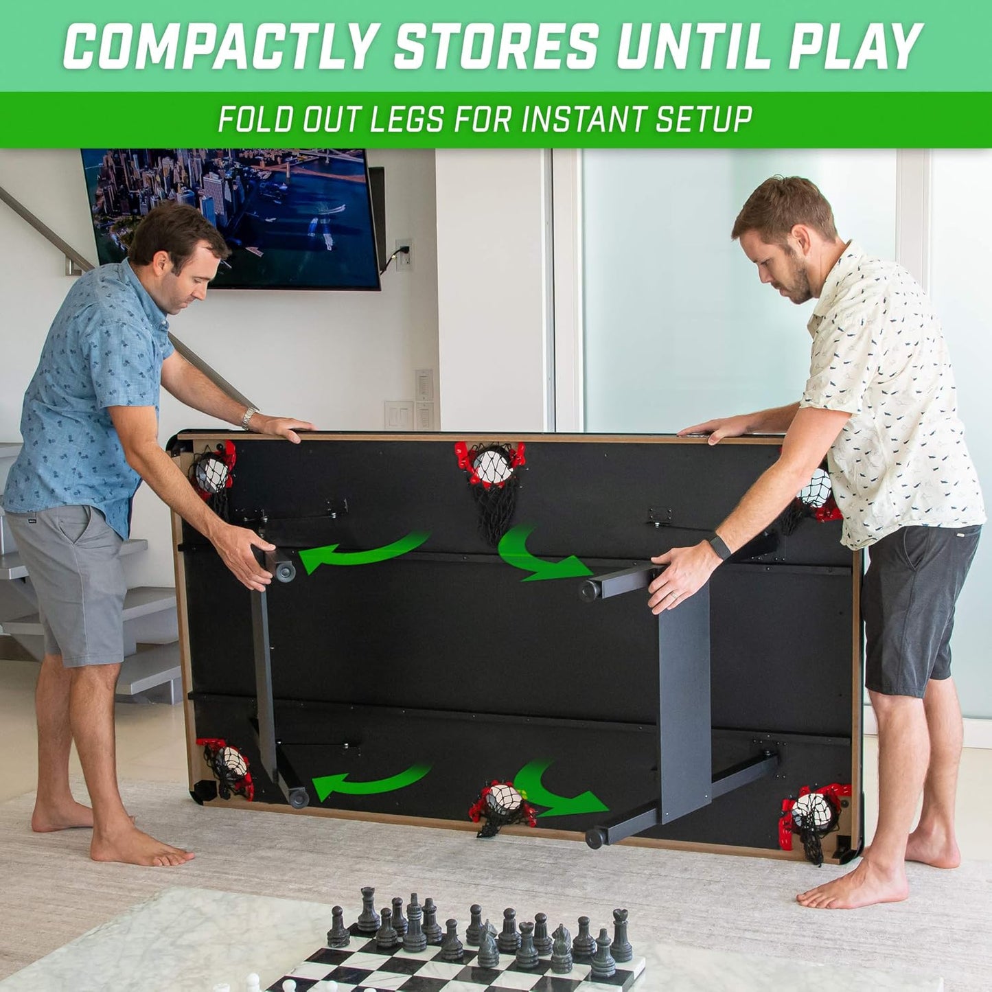 GoSports 6, 7, or 8 ft Billiards Tables - No Assembly, Choose Your Color - Portable Pool Table Includes Full Set of Balls, 2 Cue Sticks, Chalk and Felt Brush