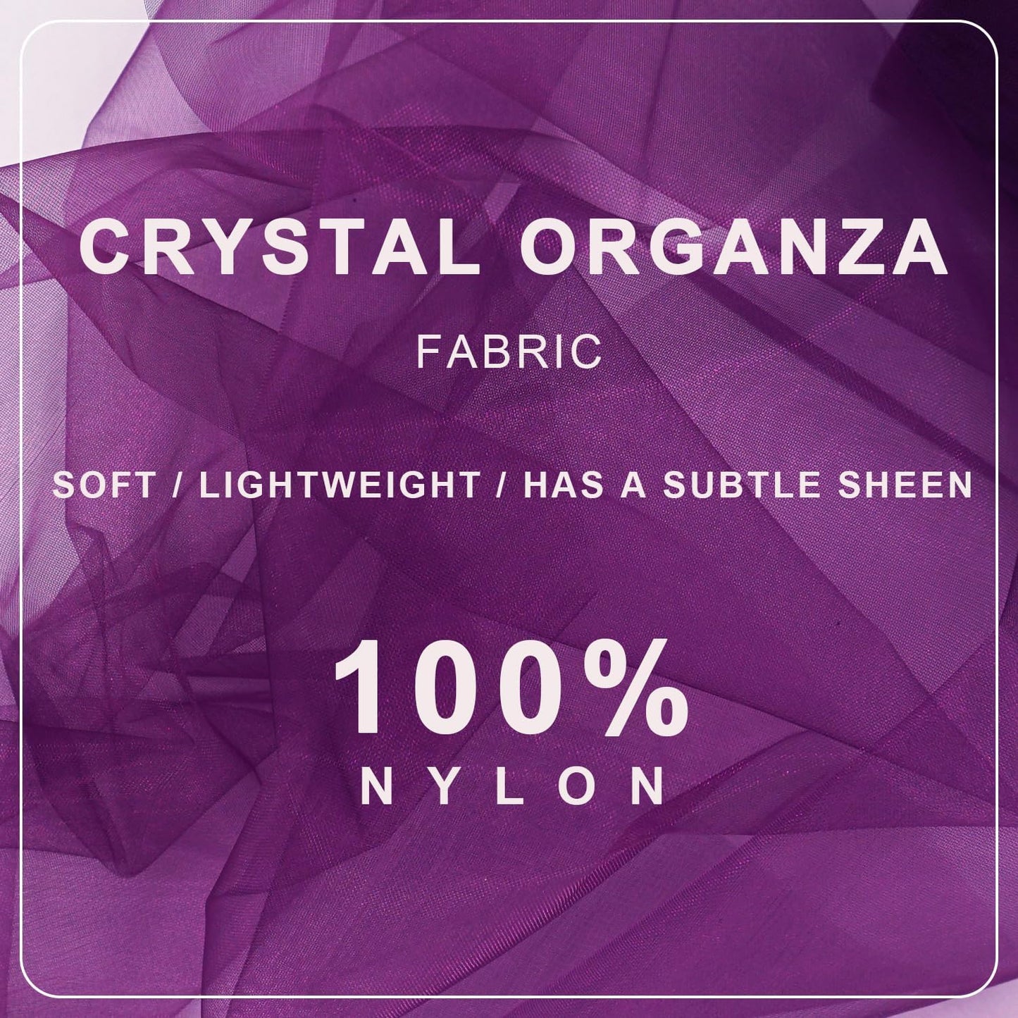 Purple Organza Tulle Fabric Rolls, Crystal Organza 12" by 50 Yards (150 ft) Sheer Nylon Silky Shiny Netting Spool Bolt for DIY Craft Table Runner Wedding Baby Shower Party Decor (Purple)