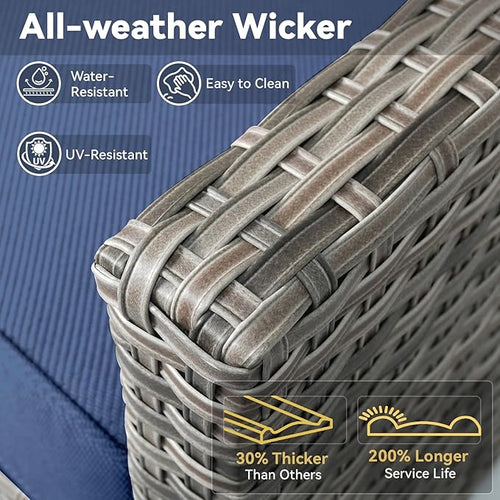 3 Pieces Patio Furniture Sets-Outdoor PE Rattan Wicker Chairs - Image 2