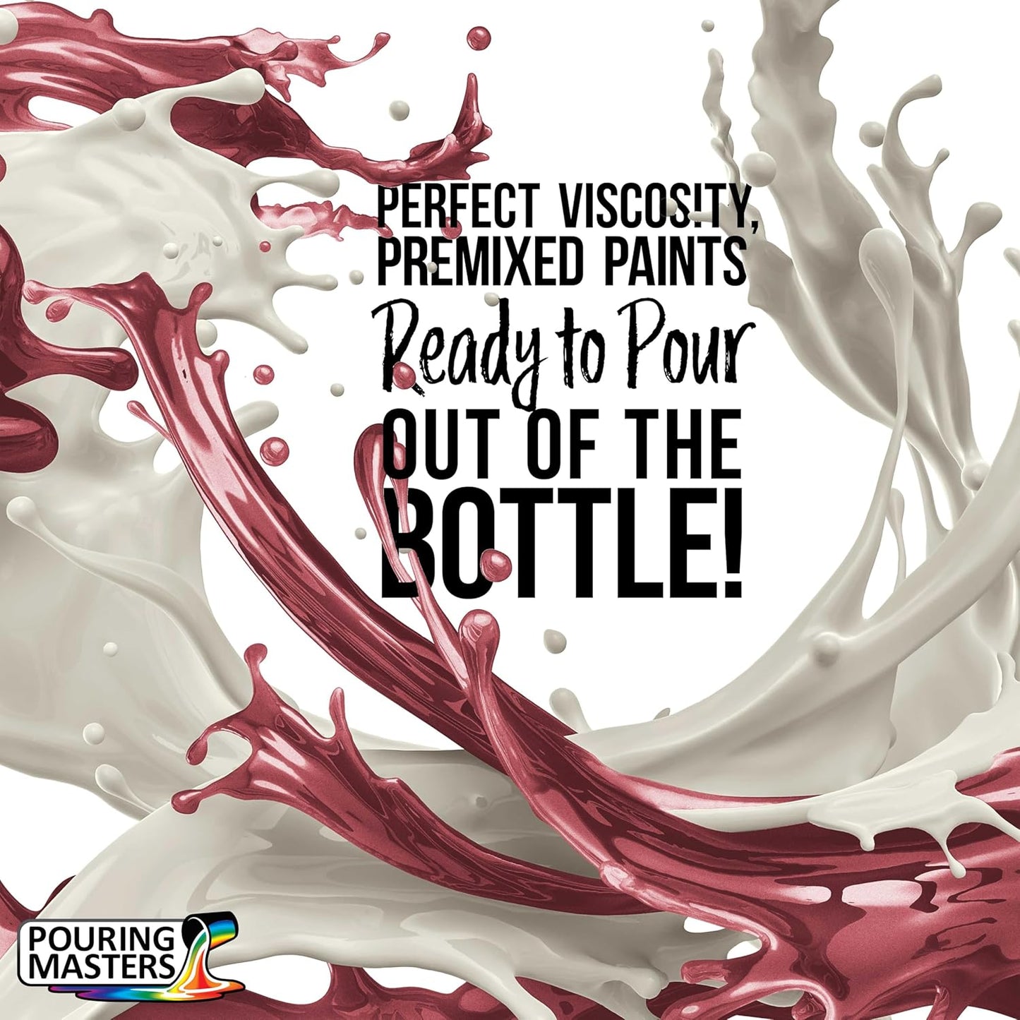 Pouring Masters Strawberry Red Metallic Pearl Ready to Pour Acrylic Pouring Paint - Premium 32-Ounce Pre-Mixed Fluid Acrylic Paint - Fluid Art Supplies for Canvas, Wood, Paper, Tile & Rocks