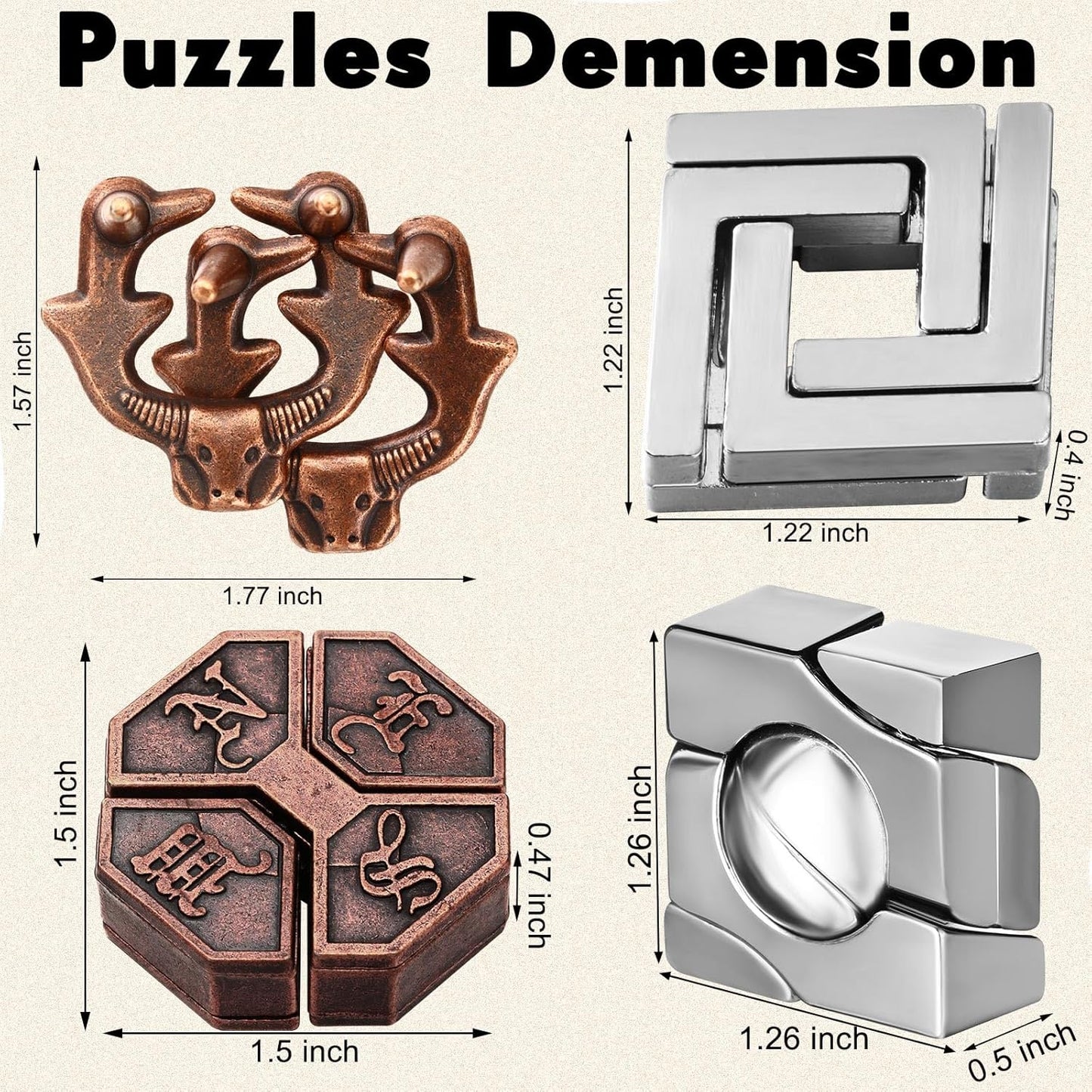 Wettarn 9 Pcs Metal Brain Teaser Puzzles Teaser 3D Steel Puzzle for Adults Unlock Interlocking Games IQ Education Smart Logic Test Toys for Adults Mind Challenge(Diverting Style)