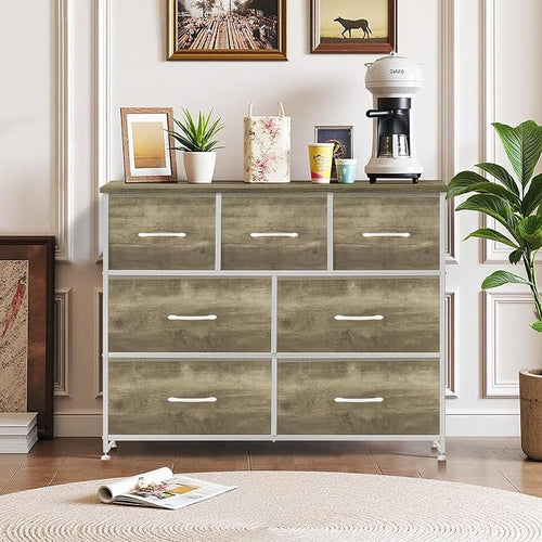 7-Drawer Dresser for Bedroom, Anti-Tip Wide Storage Organizer Fabric Chest of - Image 2