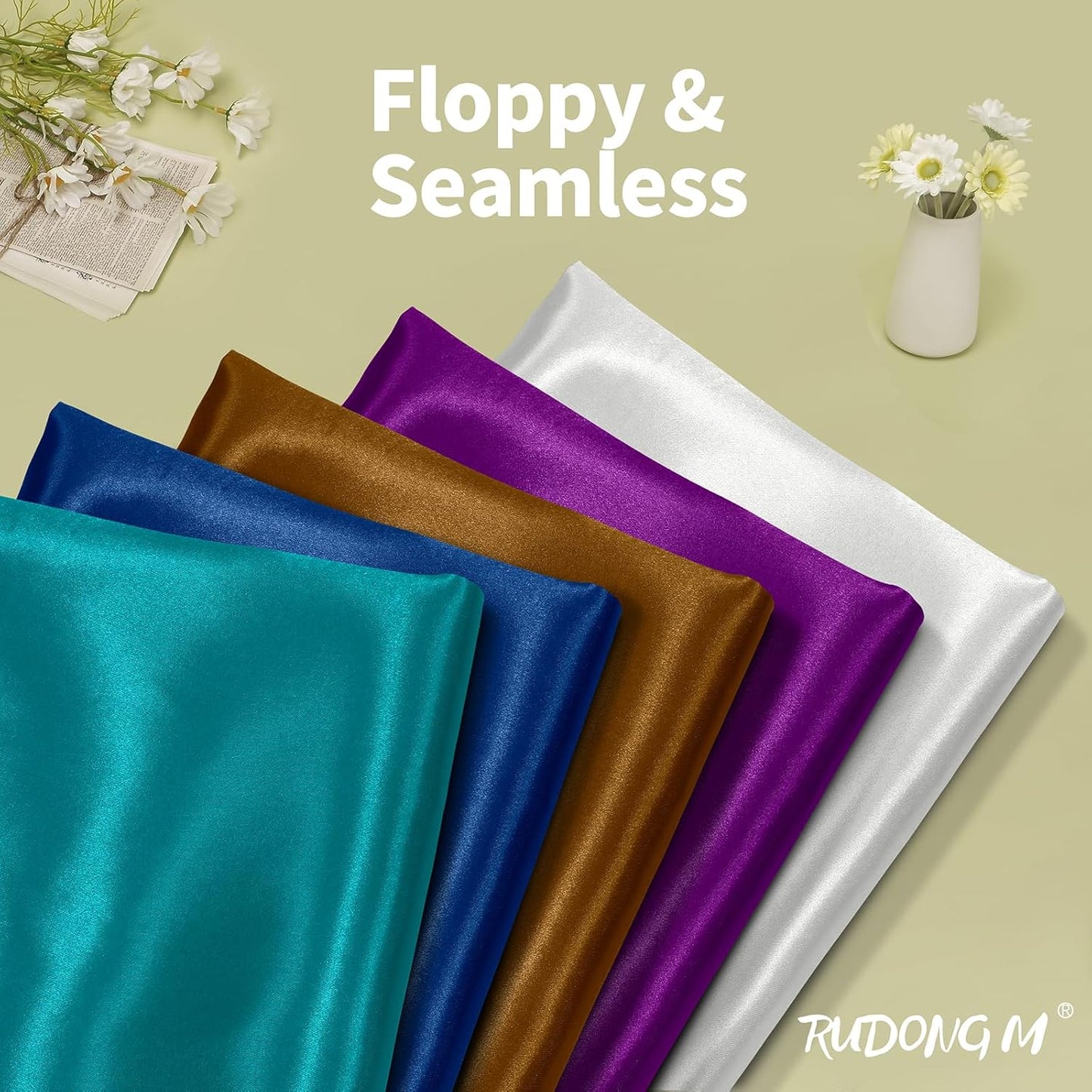 RUDONG M Teal Satin Fabric by The Yard, 1 Yard x 60 Inch Wide Silky Charmeuse Satin Fabric, Soft Satin Fabric for Wedding Decorations, Bridal Dress, Sewing, Accessories, DIY Crafts