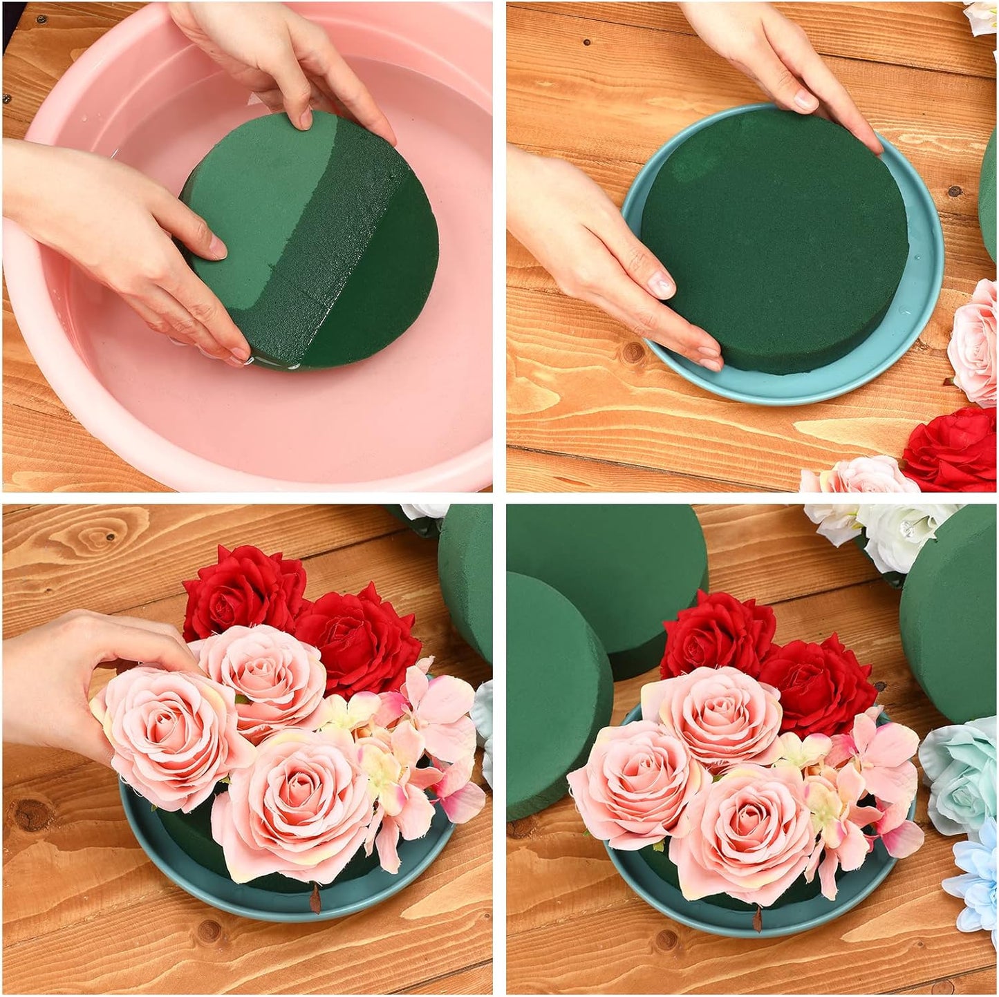 12 Pieces Round Floral Foam Wet Green Flower Foam DIY Flower Arrangement Kit for Aisle Wedding Party Decoration(5 x 5 x 1.57 Inches)