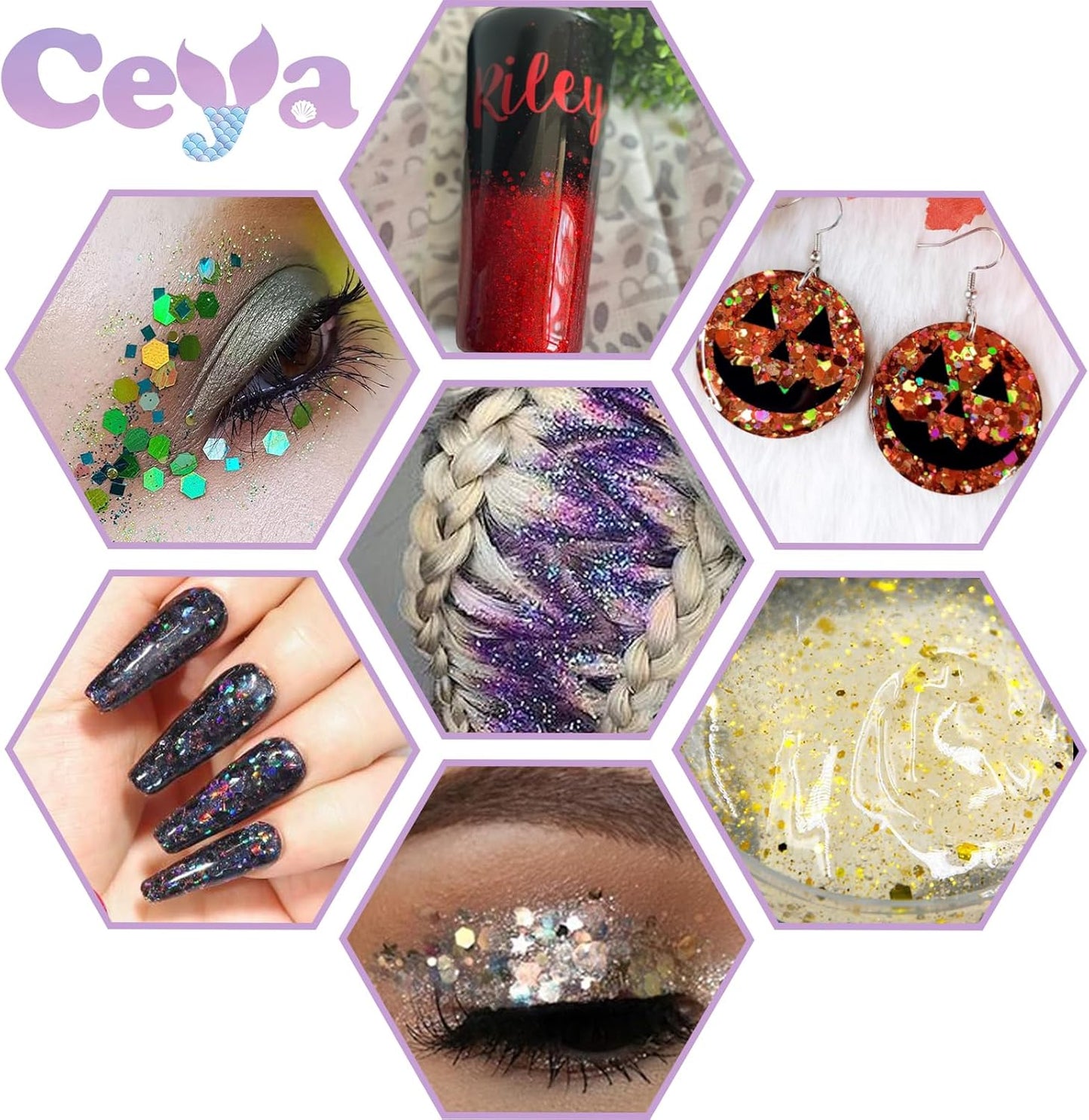 Ceya Holographic Chunky Glitter, 1 LB/ 16OZ Laser Orange Bulk Craft Glitter Mixed Chunky Fine Glitter Bottled Metallic Flake Nail Sequins for Resin, Tumblers, Scrapbooking, Festival Decor, Art Project