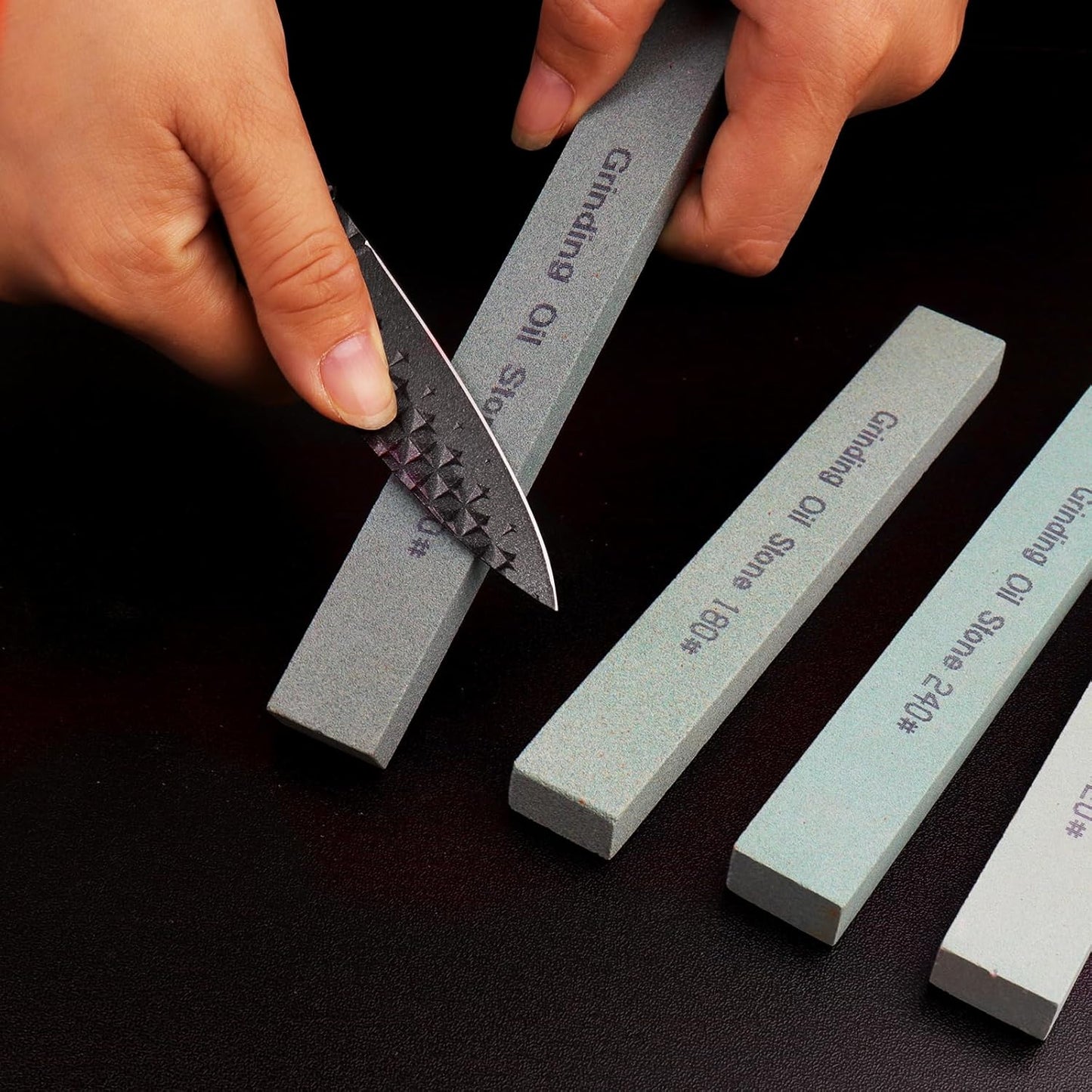 4Pcs Square Sharpening Stone Set -Grits 150#, 180#, 240#, 320# Green Silicon Carbide Honing Whetstone Kit for Moldels, Metal & Knife Cutting Tools (150 * 20 * 10mm)