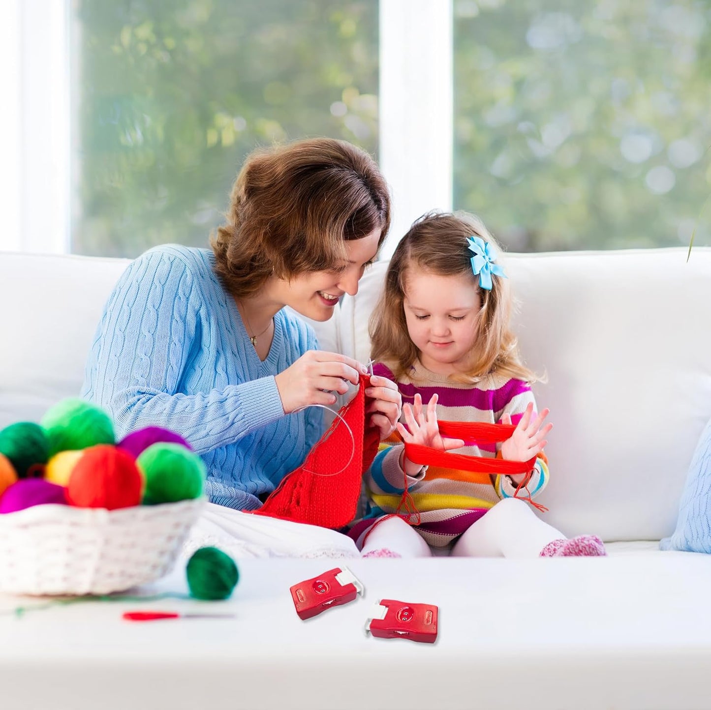 2 Pieces Knitting Counter, Needle Marking Tool, Plastic Knit Counter, Knitting Stitch Counter, Red