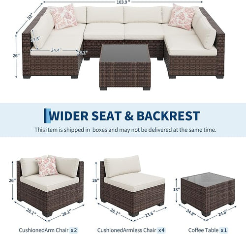 7-Piece Outdoor Sectional Furniture Set, Patio Furniture Sets - Image 2