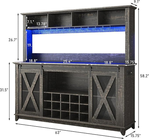63"Wide 58"H Farmhouse Coffee Bar Cabinet - Image 2