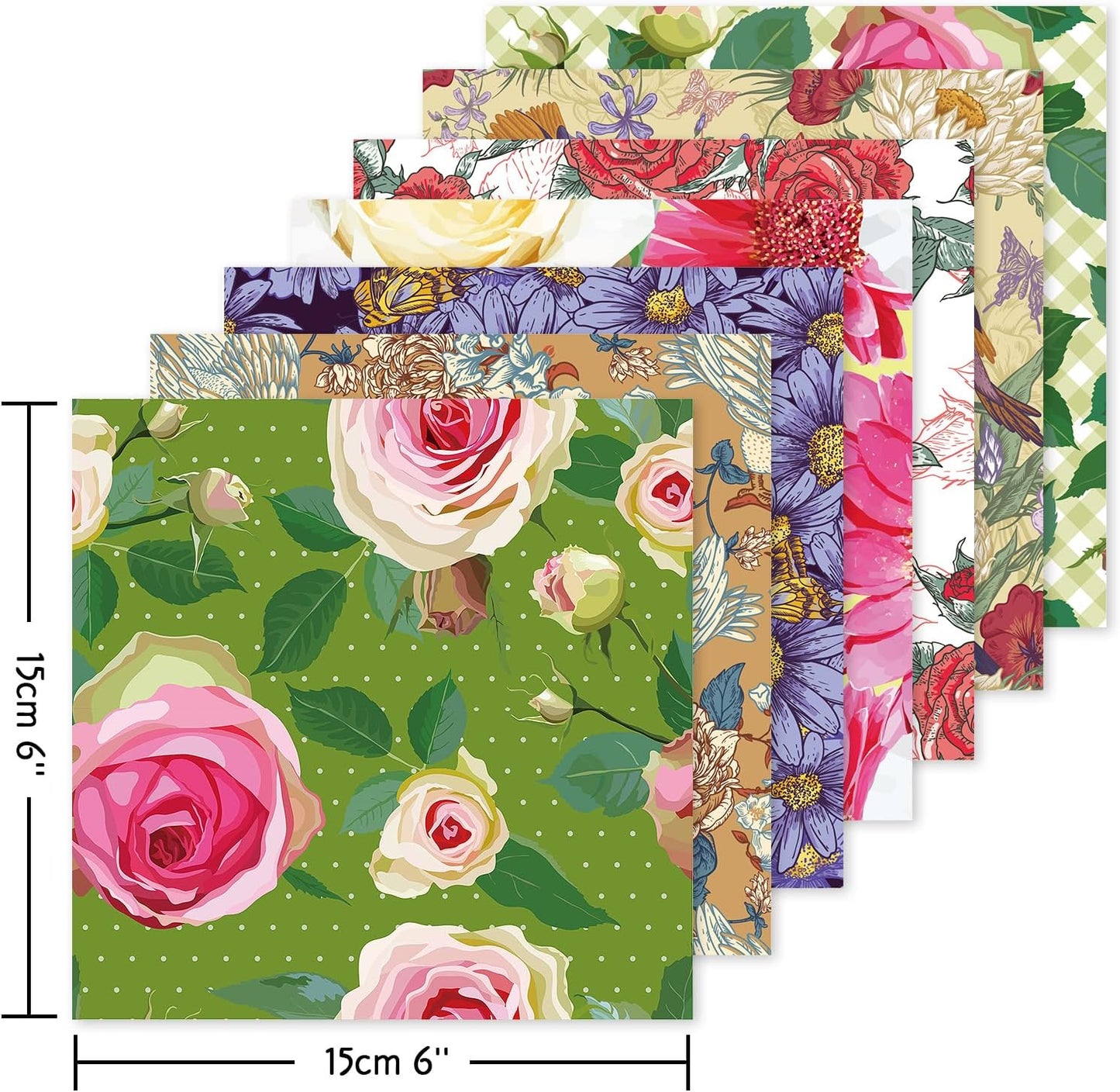 Origami 6x6 Paper Kit 150 Sheets 150 Vivid Colors Double Sided Same Printed Traditional Patterns Square for Arts Crafts Projects Japan Traditional Chiyo.Ethnic Flowers