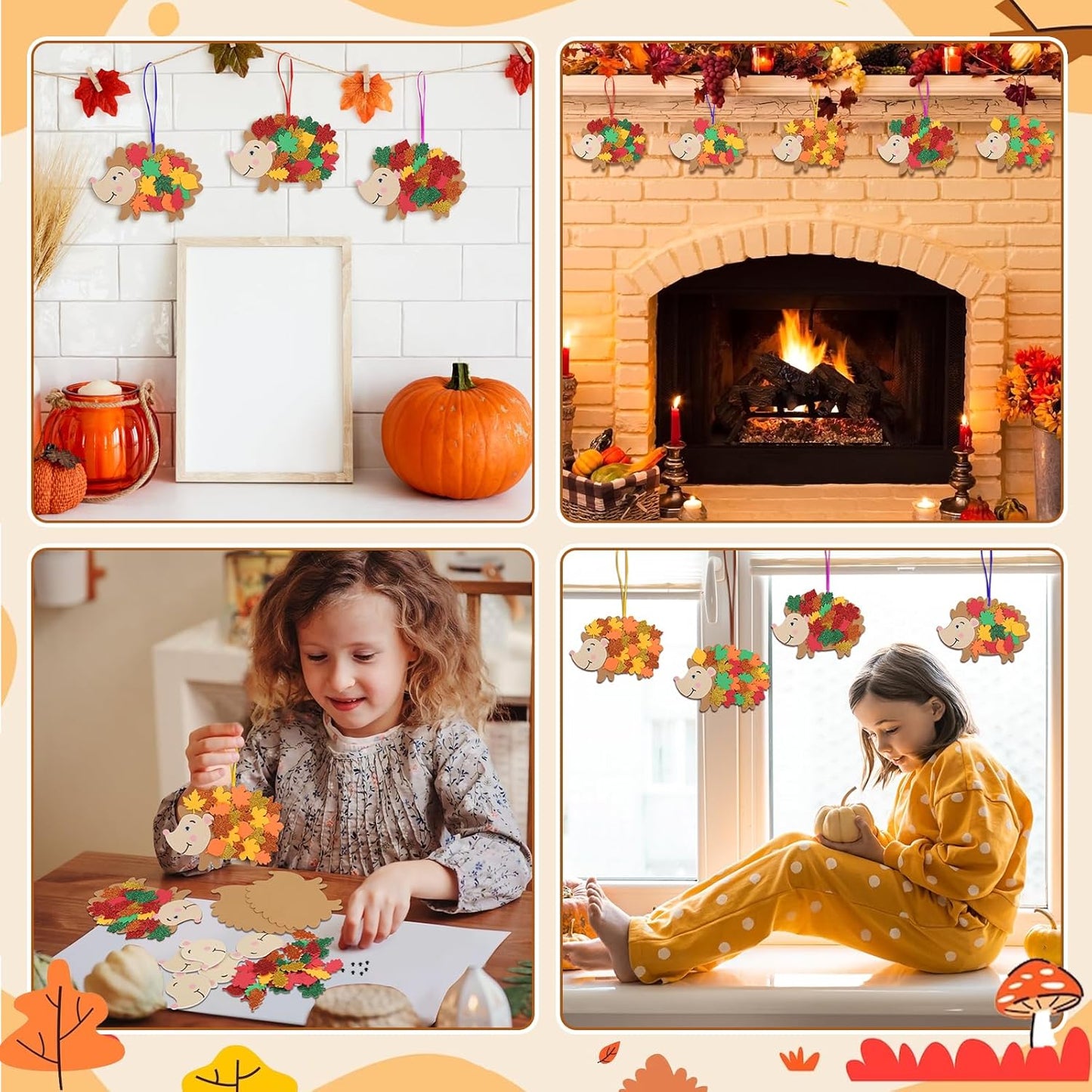 Fennoral 12 Pack Hedgehog Crafts for Kids Make You Hedgehog Foam Stickers DIY Autumn Art and Craft for Boys Girls Party Supply Art Activities Birthday Gifts Fall Thanksgiving Decoration