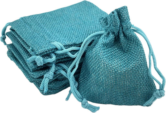 Palmhomee Pack of 25 Burlap Gift Bags with Drawstring Linen Jewelry Pouches Wedding Hessian Jute Bags for Birthday Jewelry and Treat Pouches Party Wedding Favors Gift Art and DIY Craft (2.8x3.6 Inch, Peacock Blue)