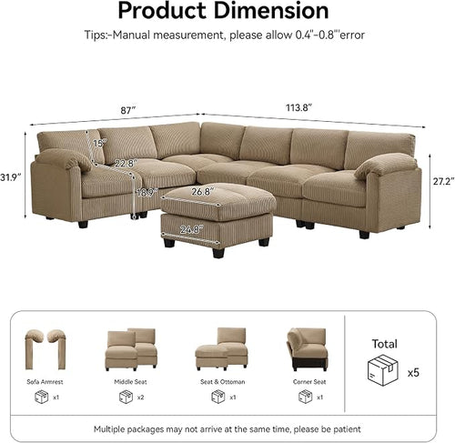 114'' V-Shaped Sectional Cloud Couch - Image 2