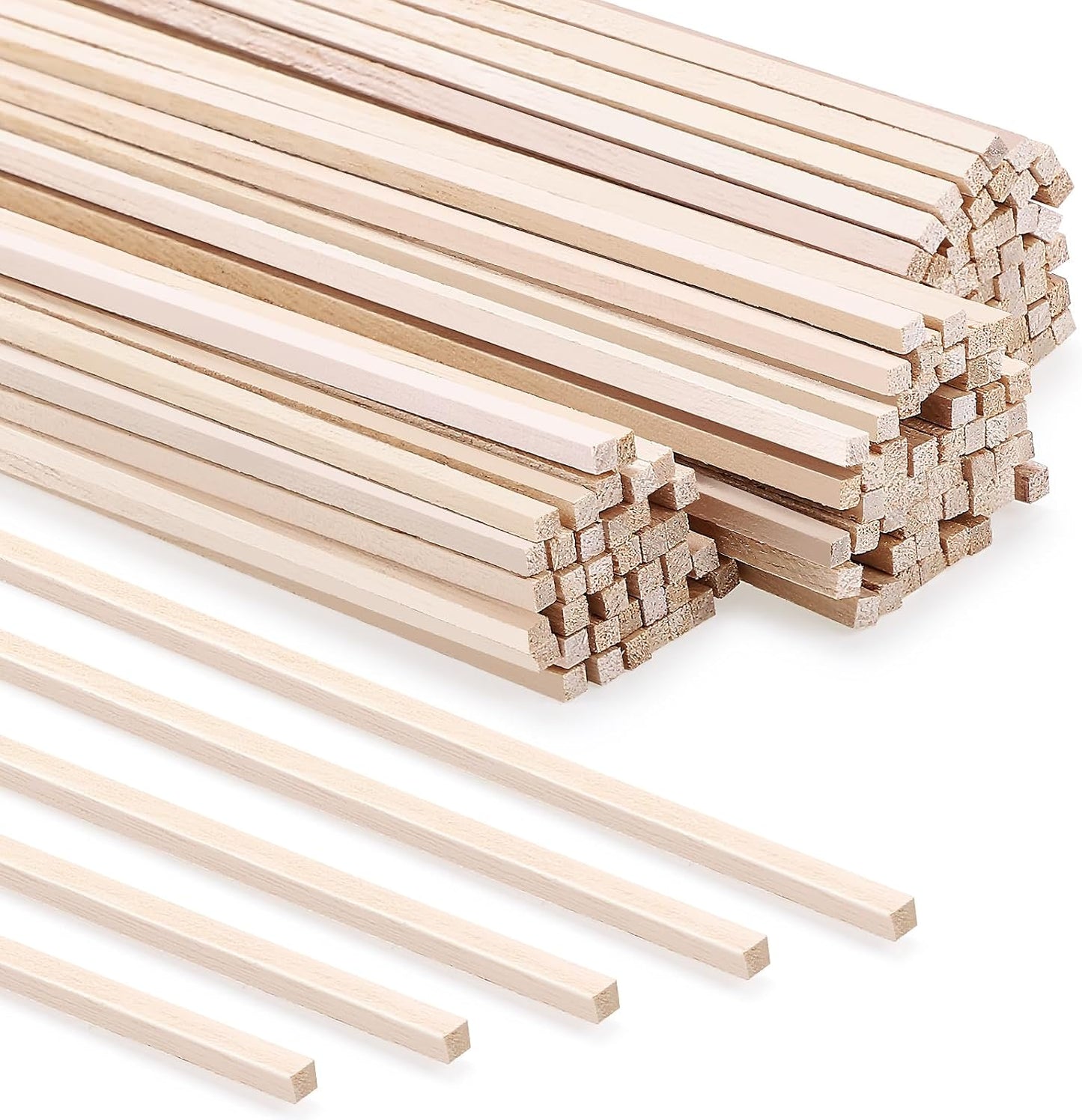 140 Pcs Balsa Wood Sticks 1/8 x 1/8 x 12 Inch, Square Dowel Rods Wood Strips Hardwood Sticks for Crafts DIY Projects Models Making