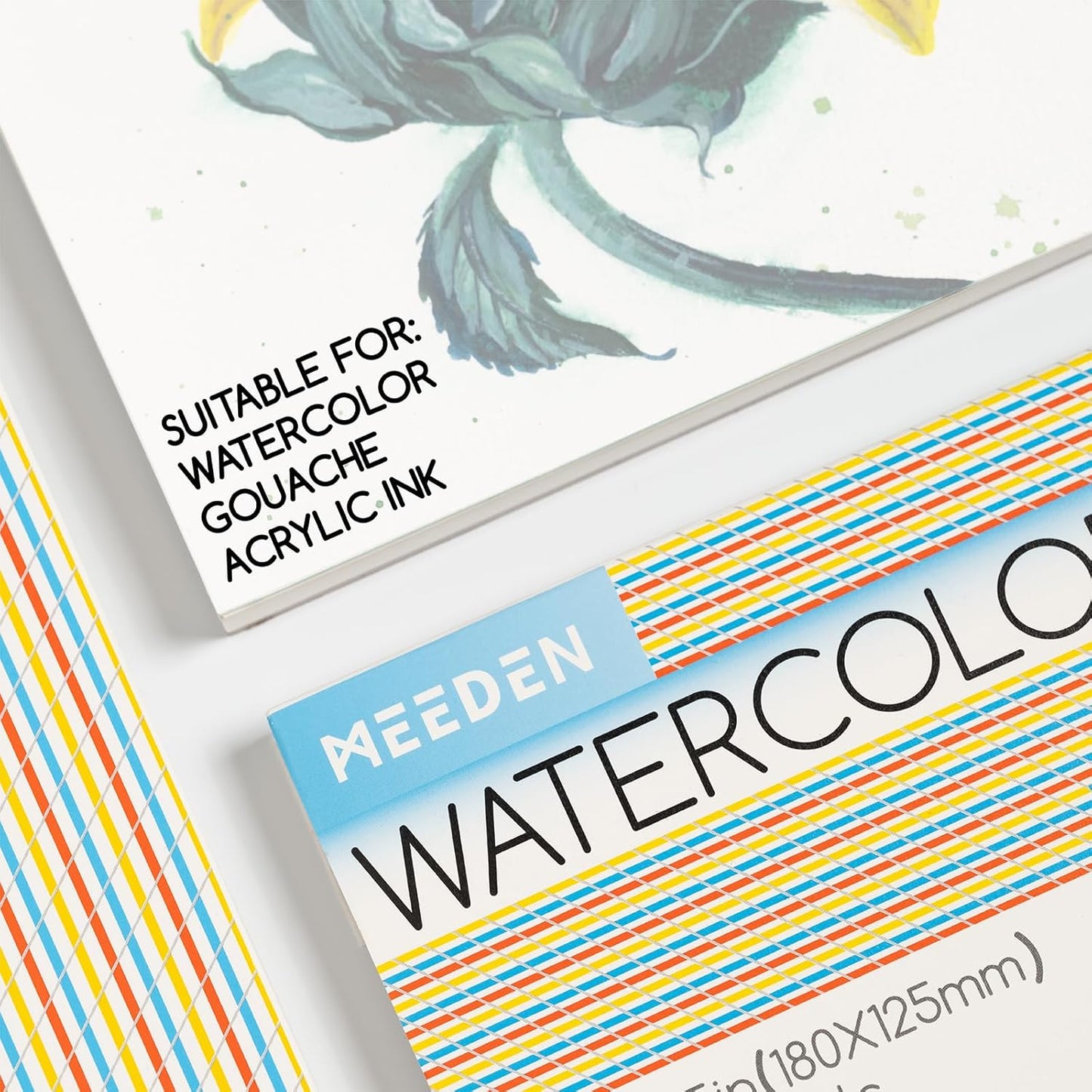 MEEDEN Watercolor Paper Block, 100% Cotton Watercolor Paper Pad of 20 Sheets, 140lb/300gsm, Acid-Free Art Paper for Watercolor, Gouache, Ink and More, 9" x 12" Rough Grain