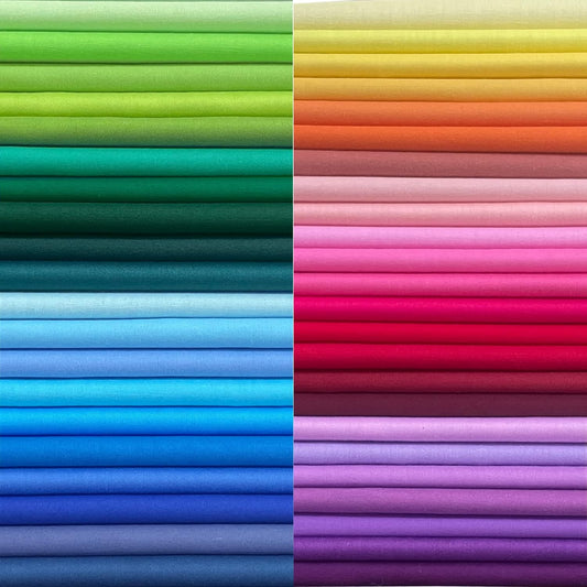 HANPATQUI 50PCS 12 x 12 inch Solid 100% Cotton Fat Quarters Fabric for Sewing and Quilting Bundles Precut Fabric Square for DIY Craft Patchwork