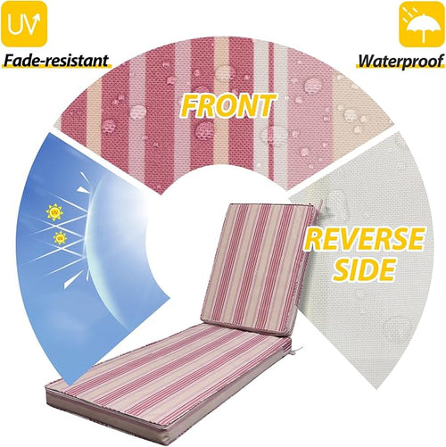 AAAAAcessories Outdoor Chaise Lounge Cushions, Fade-Resistant, Waterproof Patio - Image 2