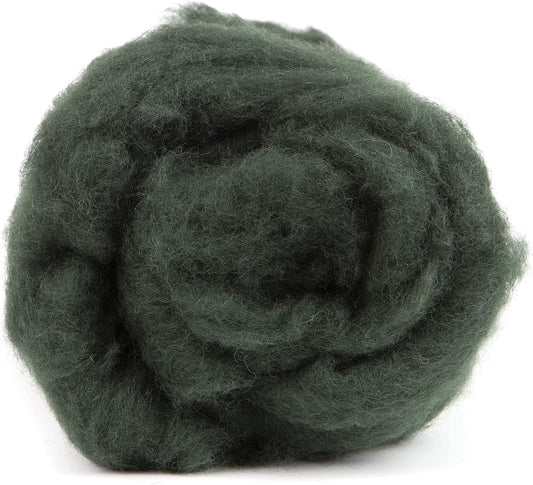 Desert Breeze Distributing Maori Wool Carded Batting, 100% Natural New Zealand Wool Made by DHG in Italy for Needle Felting, 3.5 OZ, 27 Micron, Color Forest Green