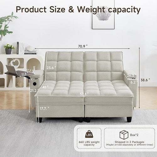 70.9" Chaise Lounge Chair Indoor, Oversized Boucle Upholstered Sofa Bed - Image 2
