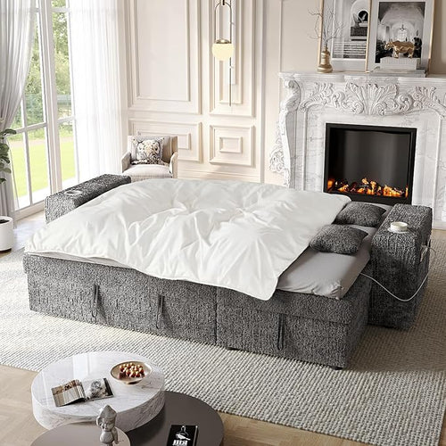 90 Inch Modular Sectional Sleeper Sofa Bed, 4 in 1 Pull Out Couch Bed - Image 2