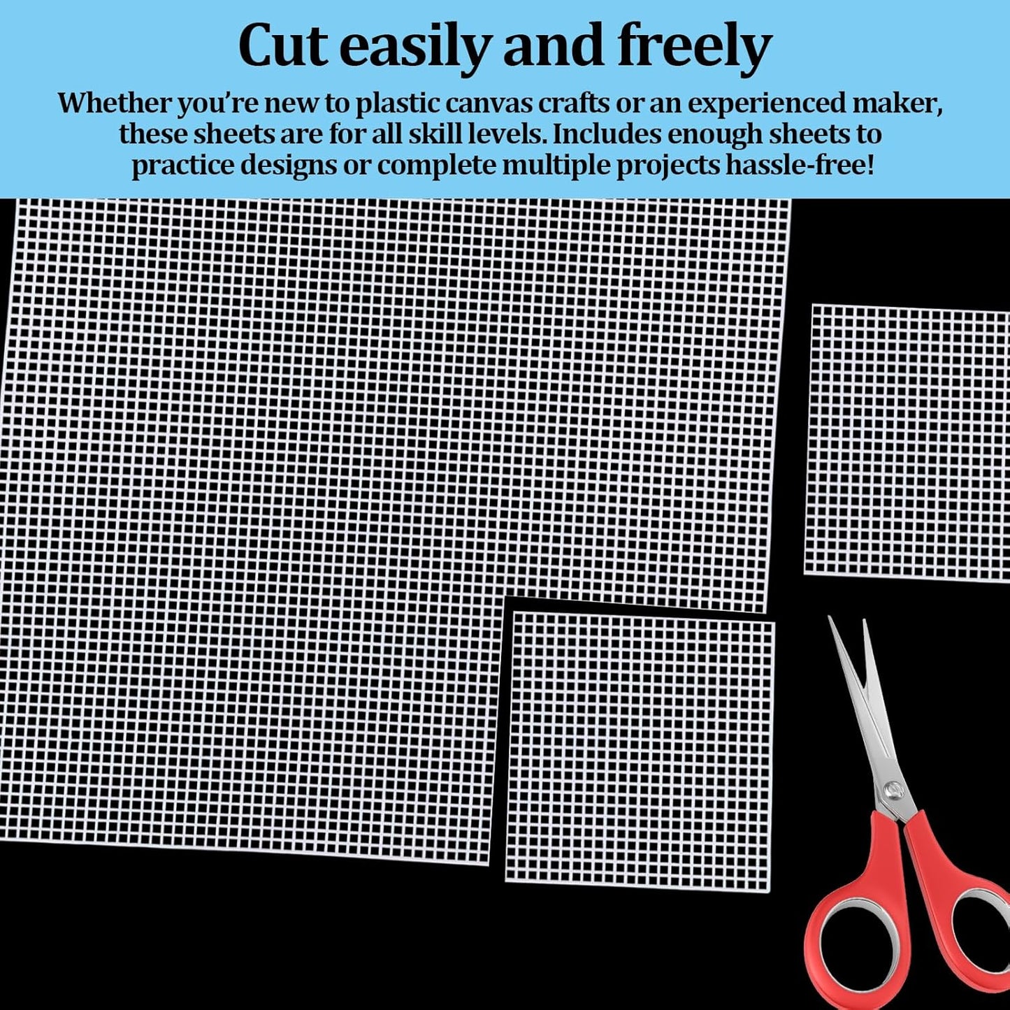 Plastic Canvas Sheets 13.4” x 10.4” Per Sheet, 2.5mm Mesh (About with 7 Holes per inch) Easy-to-Cut Needlepoint Canvas for Cross Stitch, Embroidery, DIY Crafts & Aquarium Dividers (4 Piece)