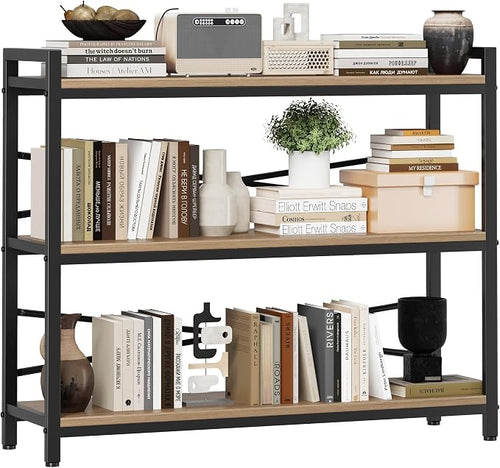 3 Tier Bookshelf 39.37" Width, Dorm Desk Hutch, Desk Shelf, Long Industrial by Homeiju