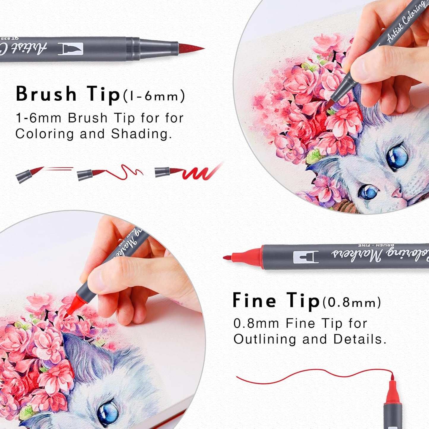 12 Colors Blendable Watercolor Markers 2025 Upgrade Double Tip Paint Pens with 1 Water Brush Pen Water Based Coloring Pens Drawing Markers Set with Flexible Brush Tip for Artists and Beginners