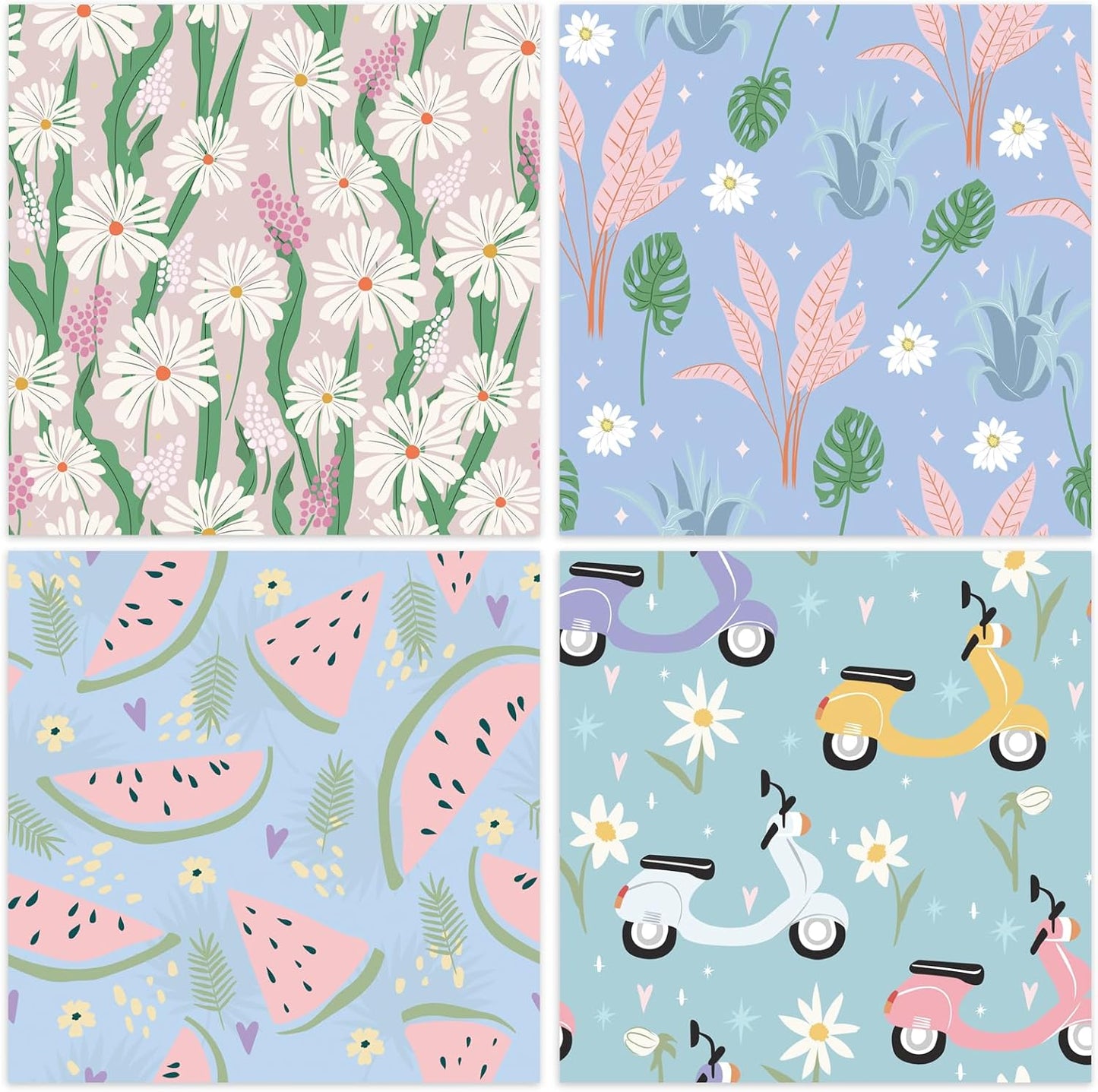 48 Sheets 24 Designs Scrapbook Paper Pad, 6"×6" Single-Sided Decopodge Craft Cardstock Paper,Scrapbooking DIY Decorative Background Cardmaking Supplies.Sweet Love&Cartoon