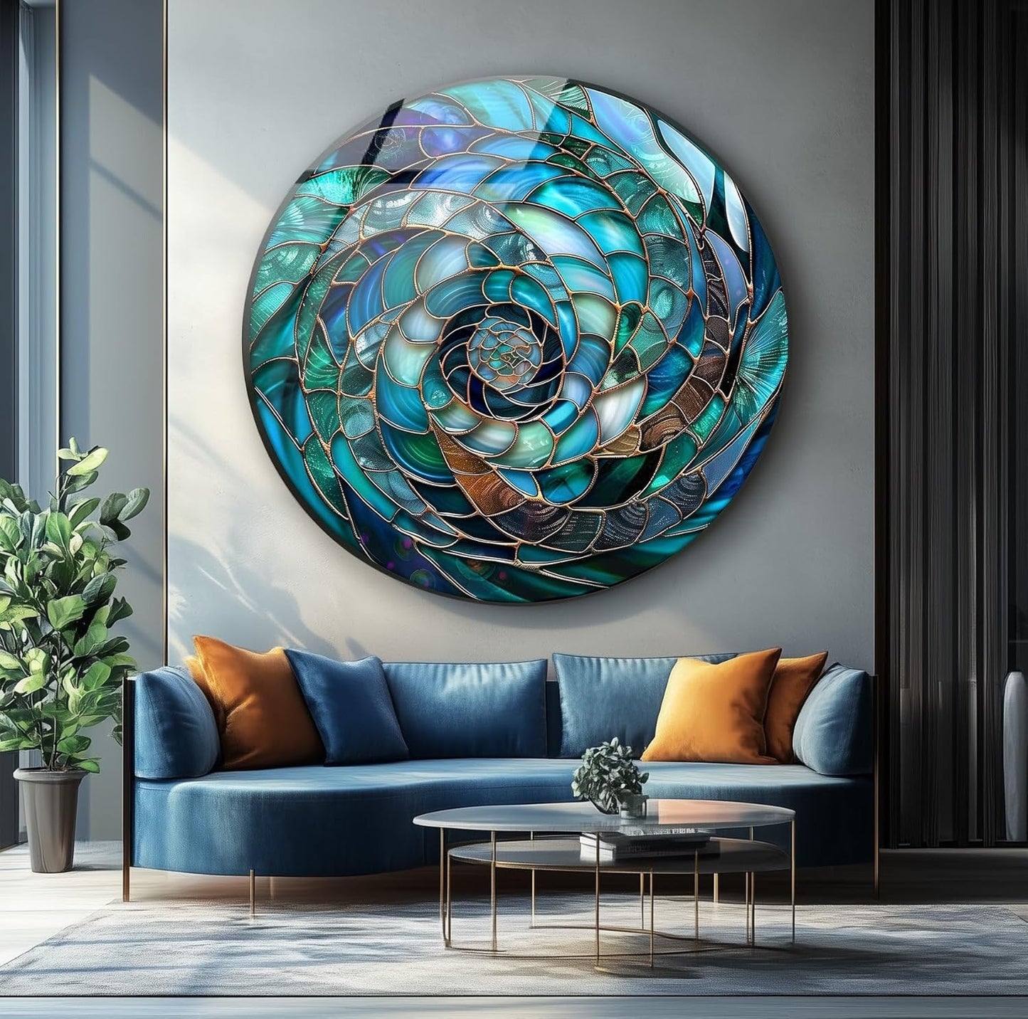 My Photostation.com 39,4''(100cm) Diameter Ocean Vortex Spiral Round Glass Wall Art Tempered Glass Printing Wall Decor Large Wall Art Wall Hangings