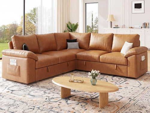 85 Inch Faux Leather Modular Sectional Sofa - Image 2