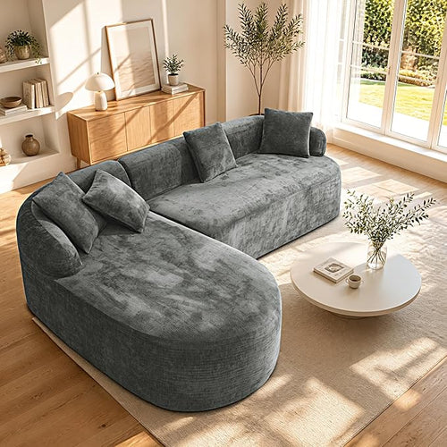 99" Curved Sectional Sofa with Chaise, Modern Boneless Couch with Deep Seat by VYUXWO
