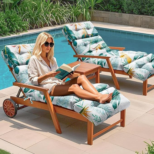 2 Pack Outdoor Chaise Lounge Chair Cushion 75.1 x 22.8 x 4.7 Inches 100% - Image 2