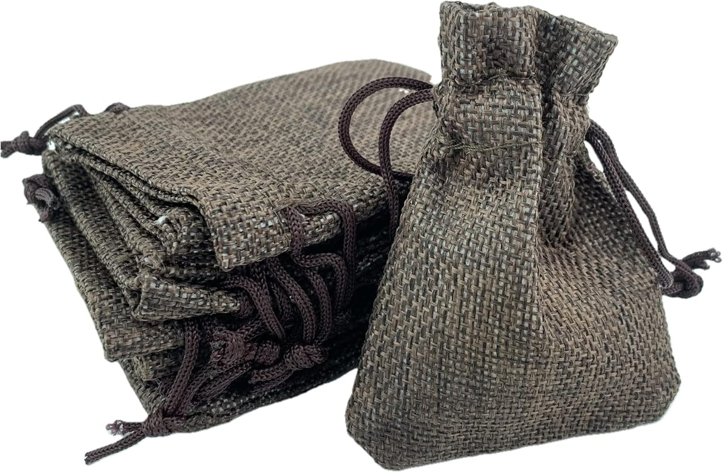 Palmhomee Pack Of 25 Burlap Gift Bags with Drawstring Linen Jewelry Pouches Wedding Hessian Jute Bags for Birthday and Treat Pouches Party Wedding Favors Gift (3.6x4.8 Inch, Coffee)