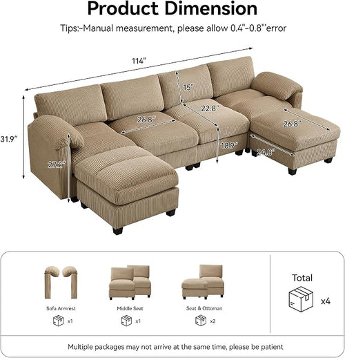 114'' U-Shaped Sectional Couch - Image 2