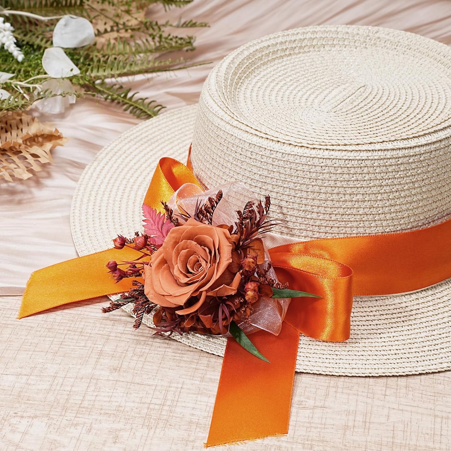 LaRibbons Orange Satin Ribbon 1 1/2 Inch 50 Yards Luxury Double Faced Russet Orange Silk Ribbon for Flower Bouquet Crafts Gift Wrapping Wedding Fall Decoration