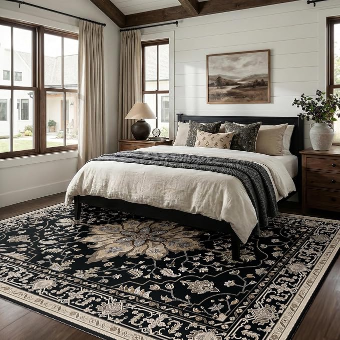 RELEANY Area Rugs 6'x8' Washable Non-Slip, Floral Vintage Distress Print - Image 3