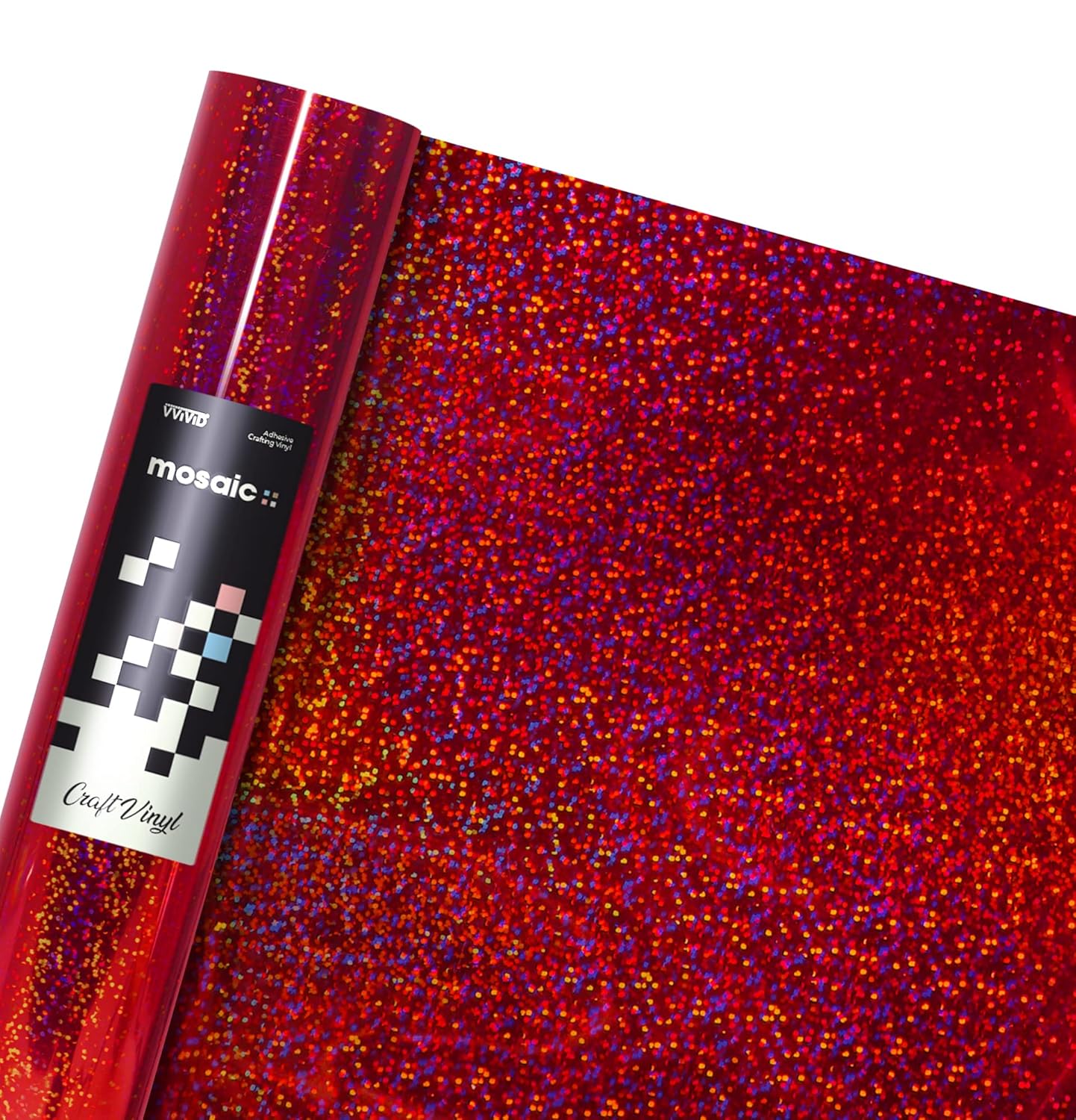 VViViD Mosaic+ Crafting Vinyl (Red Holographic Glitter, 1ft x 5ft)
