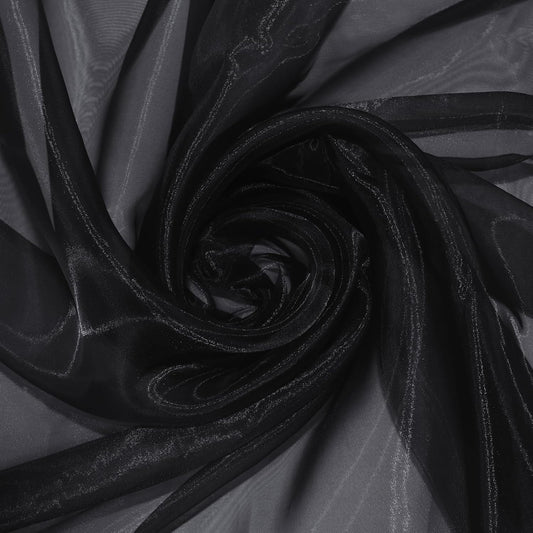 P Pothuiny Sheer Organza Fabric by The Yard, 10 Yards x 60 Inch Wide Bridal Black Organza Tulle Fabric Roll Shiny Gauze Fashion Dress Sewing Craft for Wedding Party Decorations Backdrop